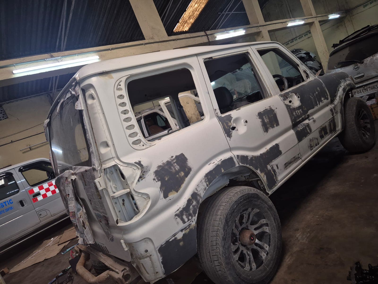 Car in workshop